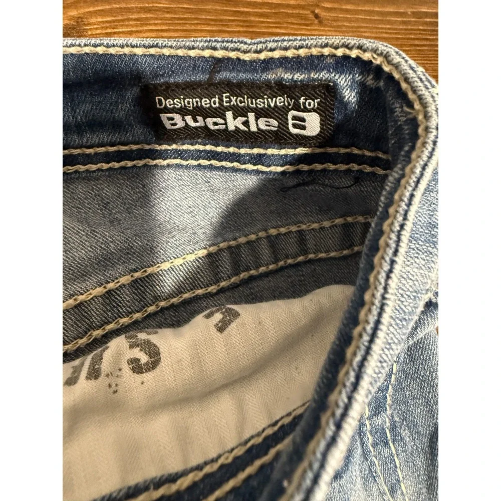 Salvage Mayhem Straight Jeans Men's 31L Blue Denim Stretch Distressed 5‎ Pocket